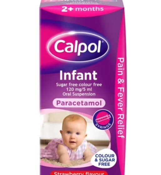 Calpol Infant Sugar Free Colour Free 120mg/5ml Oral Suspension Strawberry 2+ Months 100ml