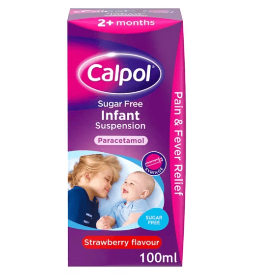 Calpol Infant Sugar Free Oral Suspension Strawberry Flavour 2+ Months 100ml